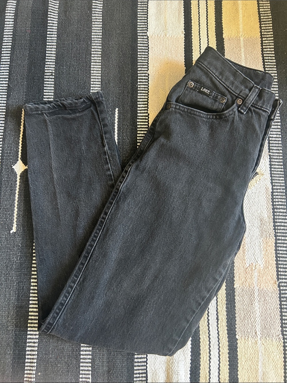 Vintage Lee Women's Dark Black High-Rise Straight Jeans
